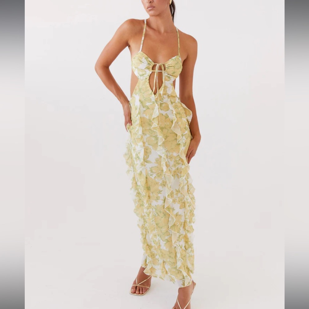 Peppermayo Sunset Kisses Ruffle Maxi Dress - Daffodil